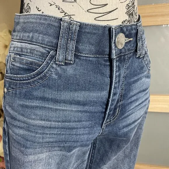 Democracy Ab Technology Skinny Jeans Women's Size 2 Dark Wash Raw Hem Ankle - Picture 2 of 9